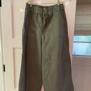 J CREW wide leg army green pants -Size L -Cotton